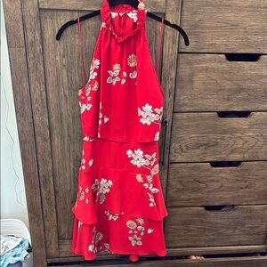 BB Dakota Vibrant Red Floral Dress